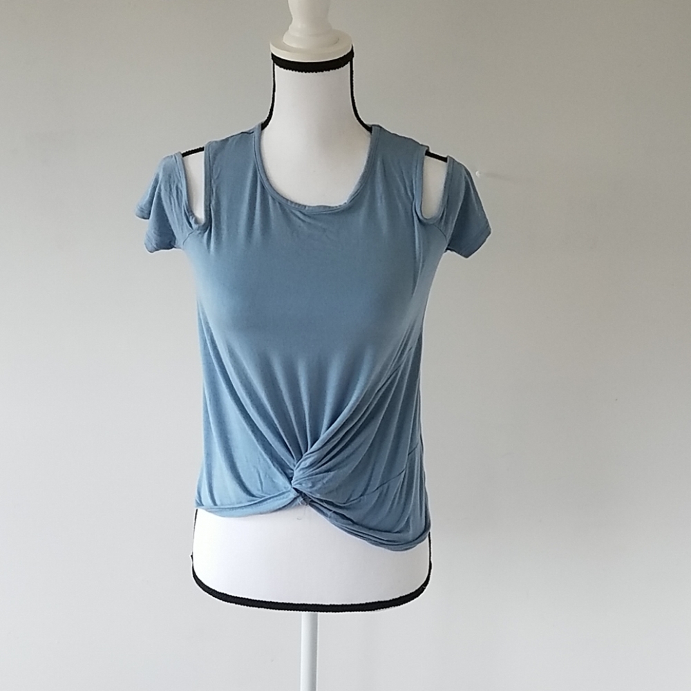 Wonderly Blue Cold Shoulder Top, Sm-Med